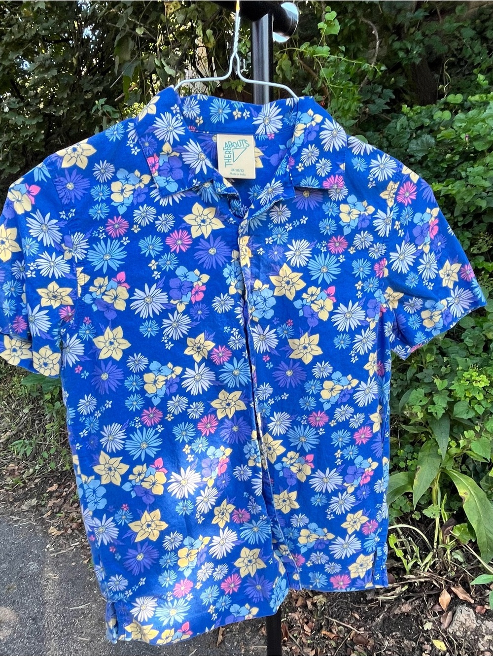 Blue Floral Button-Down Shirt